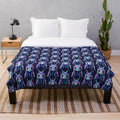 Vibrant plush blanket featuring a majestic mythical creature in a dreamlike forest setting