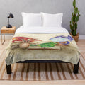 Cozy plush blanket featuring a dragon in a magical library scene