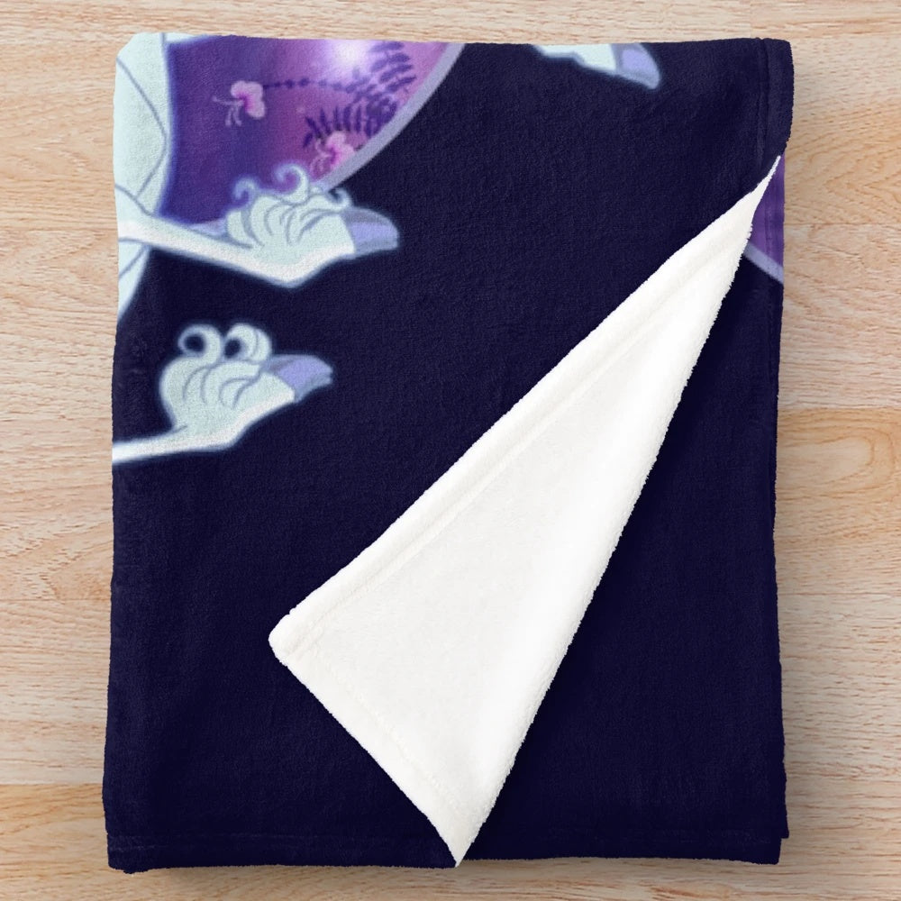 Soft and cozy lilac plush blanket featuring a magical unicorn design, perfect for any fantasy lover.