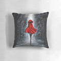 A watercolor illustration of Little Red Riding Hood in a dark, surreal style, perfect for gothic home decor.