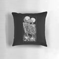 Elegant lovers' pillow with tarot, skull, and flower design for a dark, romantic aesthetic