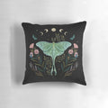 Soft and cozy pillow featuring a luna moth and moon phase design for a peaceful night's sleep.