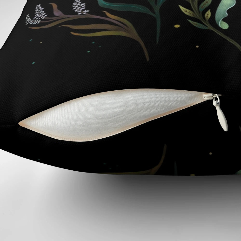 Soft and cozy pillow featuring a luna moth and moon phase design for a peaceful night's sleep.