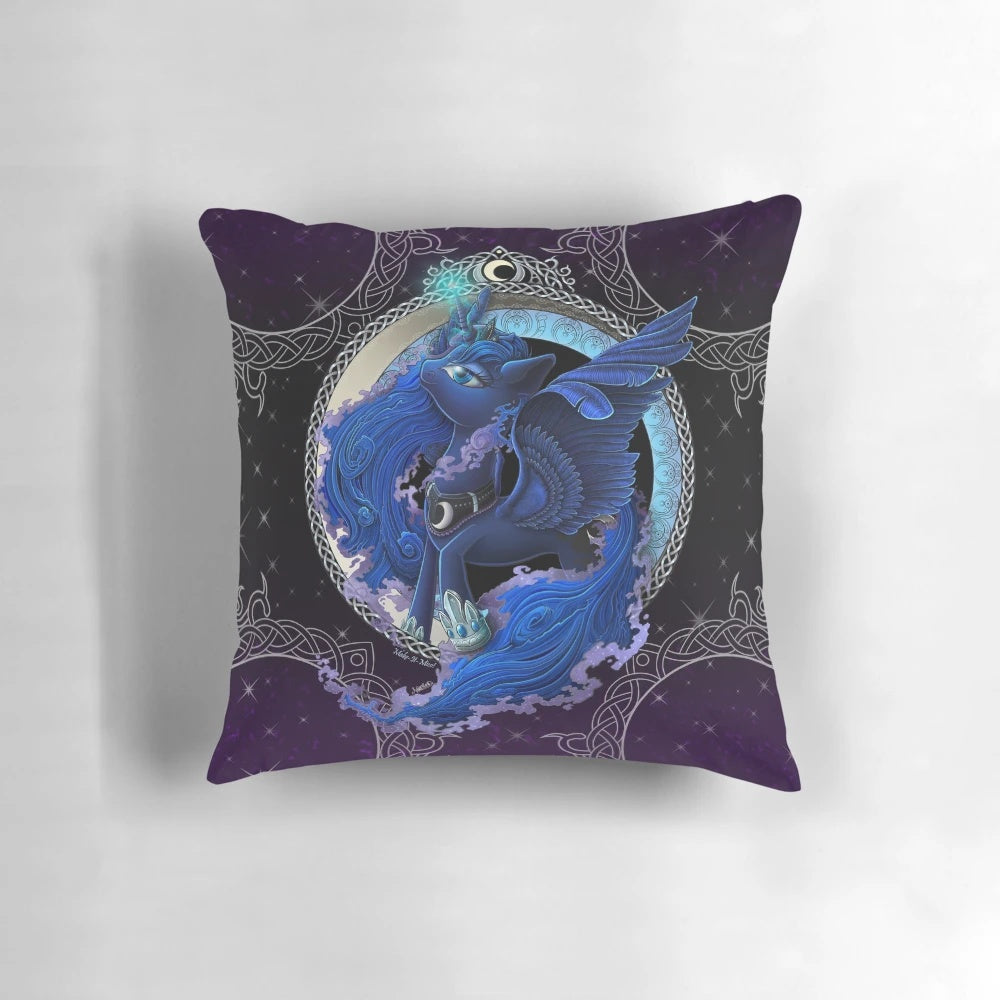 A decorative throw pillow featuring Princess Luna from the My Little Pony: Friendship is Magic series.