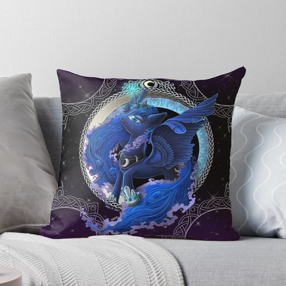 A decorative throw pillow featuring Princess Luna from the My Little Pony: Friendship is Magic series.