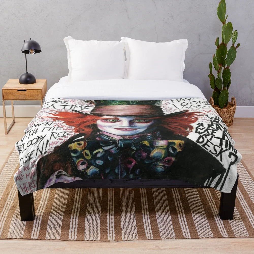 Mad Hatter inspired plush blanket