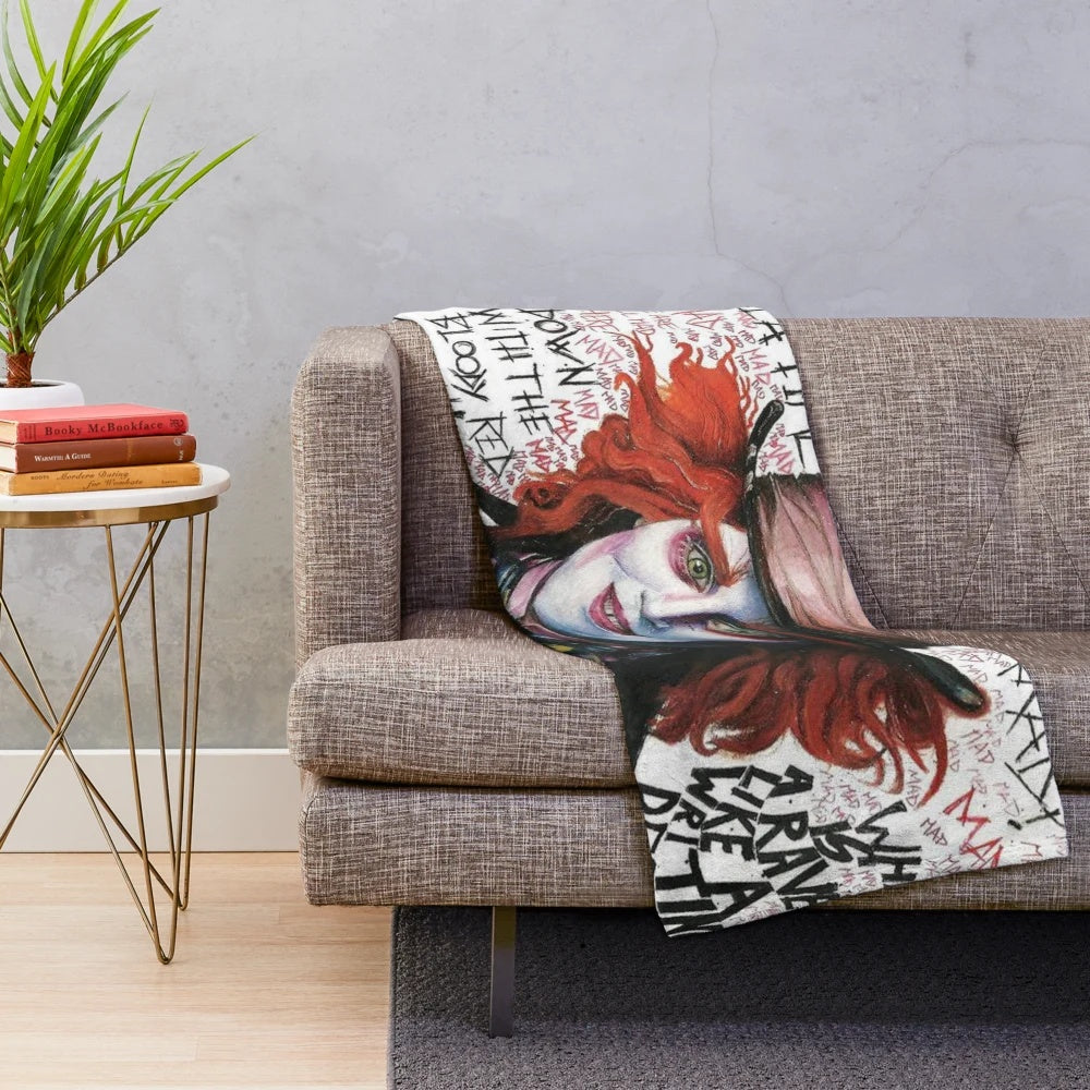 Mad Hatter inspired plush blanket