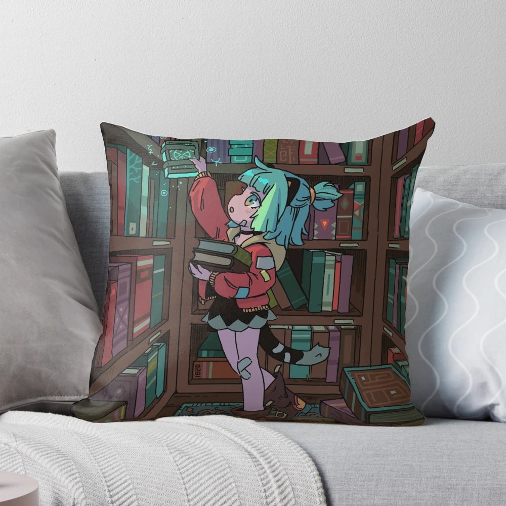Soft, plush pillow featuring a whimsical "Magic Book" design, perfect for anime and fantasy lovers.