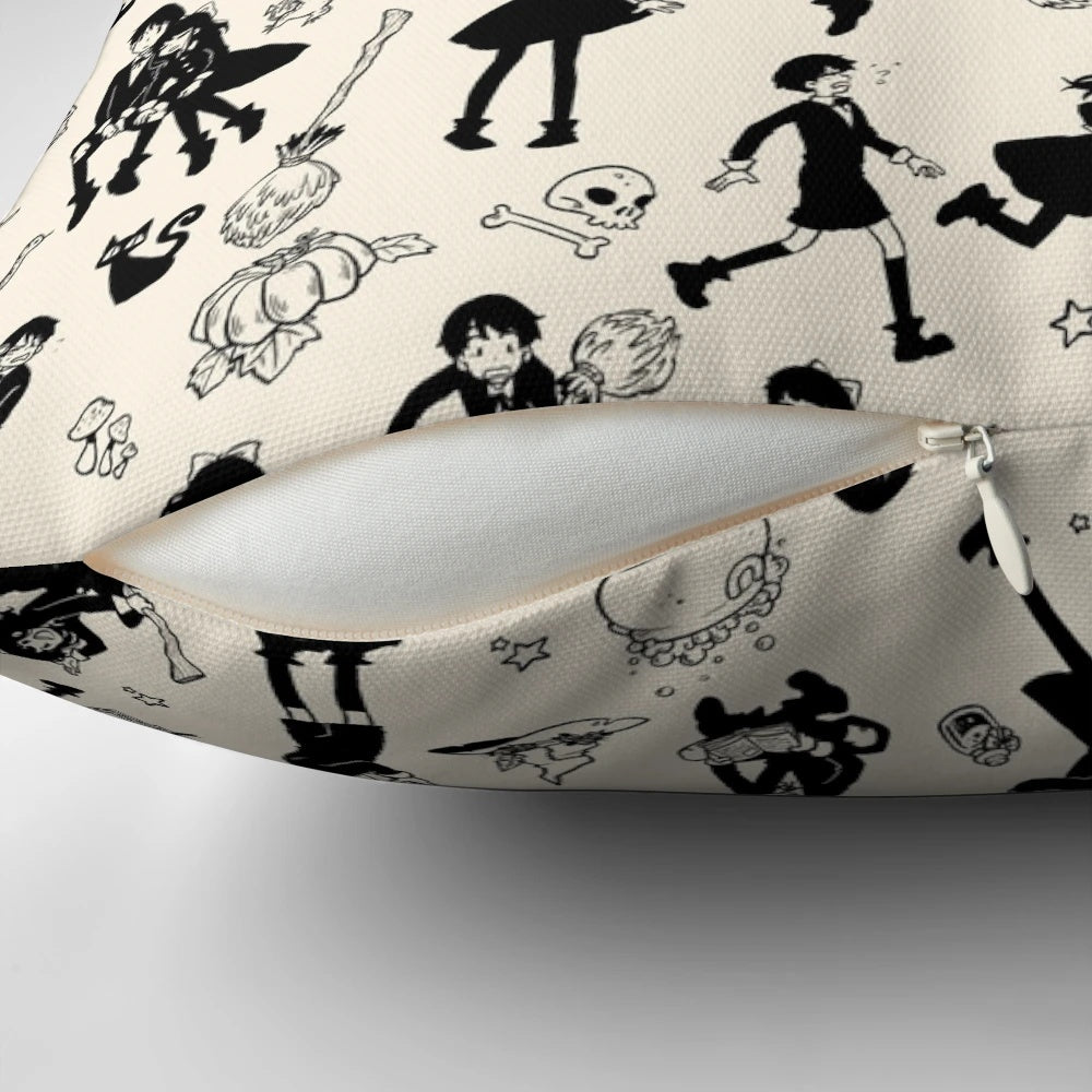 Image of a cozy pillow featuring characters from the "Magic Pillow" webtoon comic