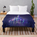 Watercolor-style illustration of a magical princess castle on a plush blanket