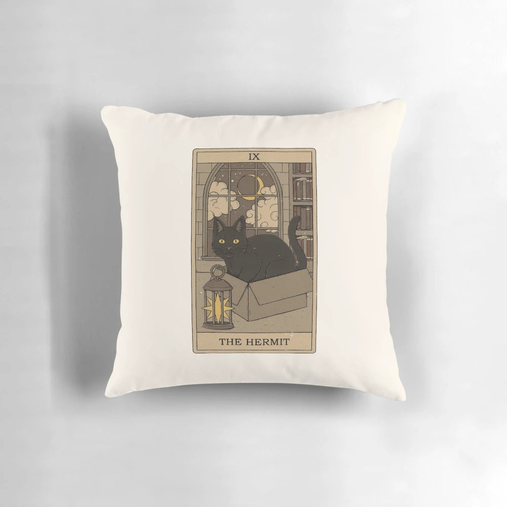 Hermit Pillow featuring a magical cat design
