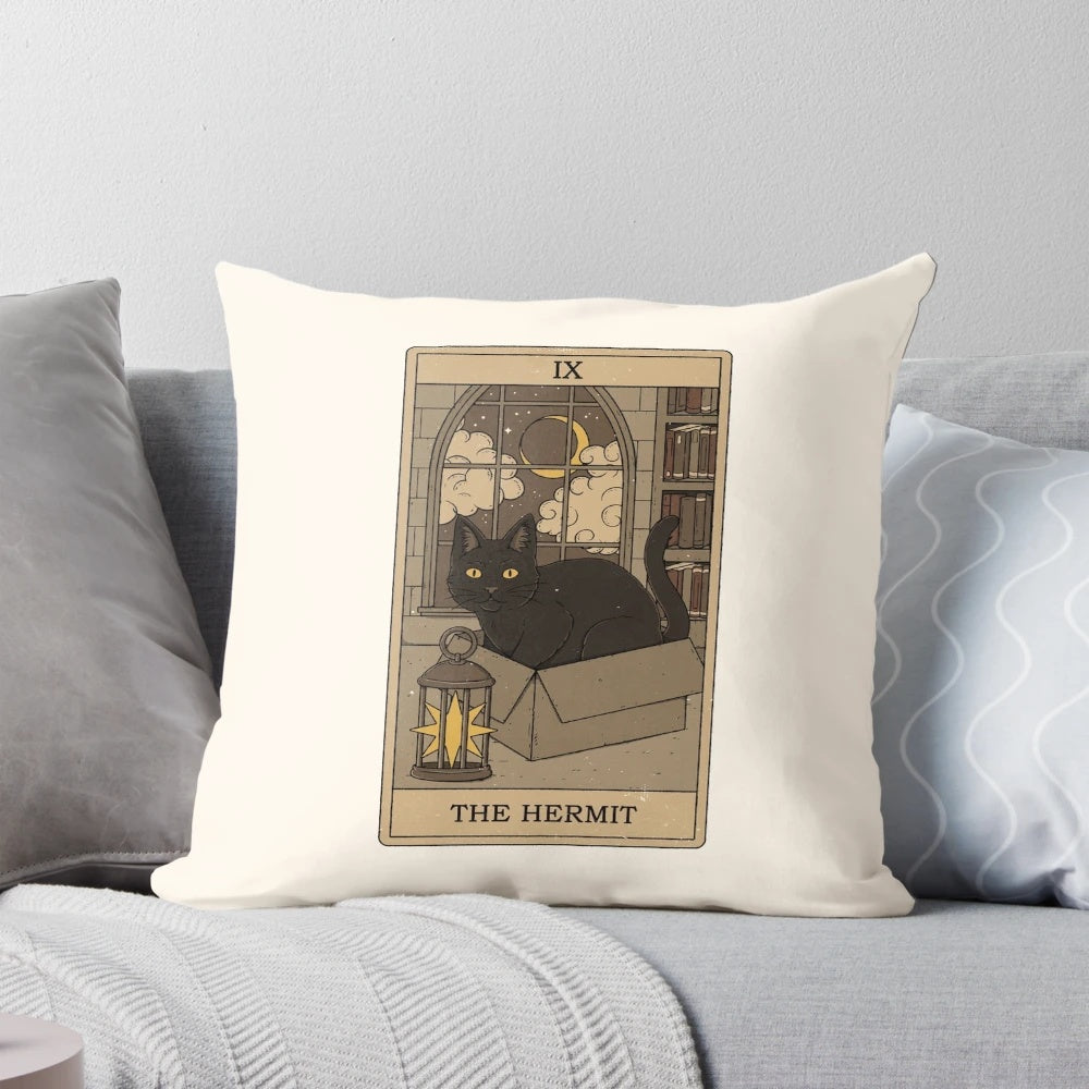 Hermit Pillow featuring a magical cat design