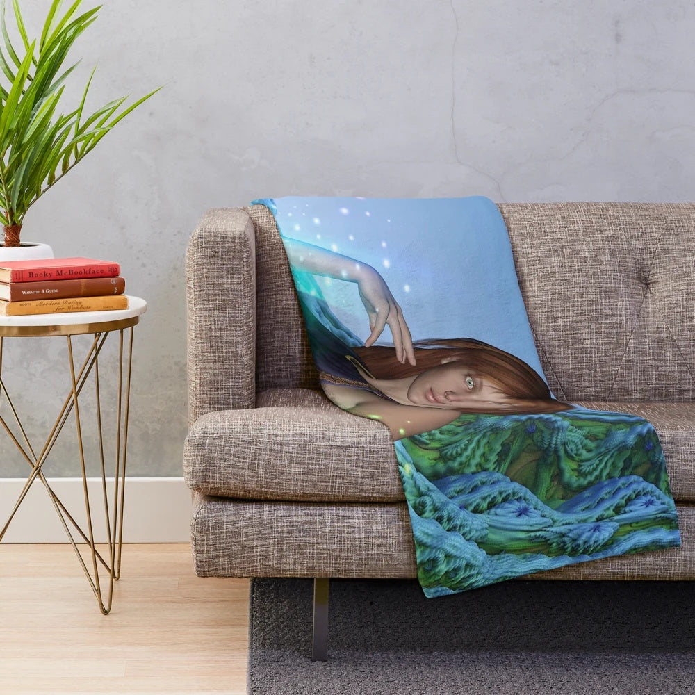 Magical light plush blanket with vibrant fantasy design