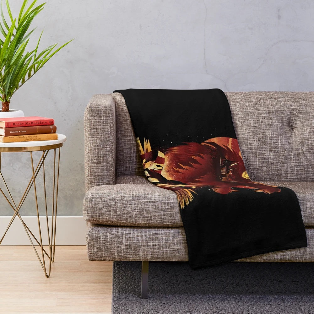 Magical lion plush blanket for bookworms and fantasy fans
