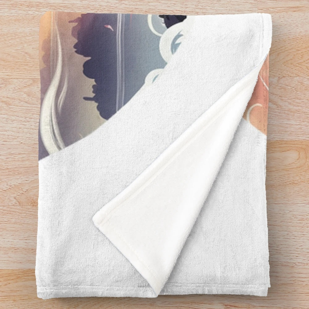 Magical unicorn plush blanket featuring fantasy art design