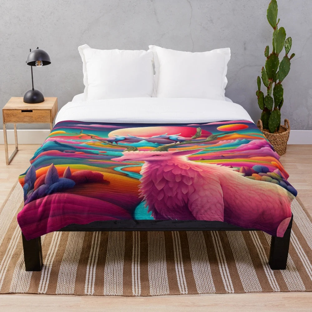 Magical world plush blanket with fantasy nature design