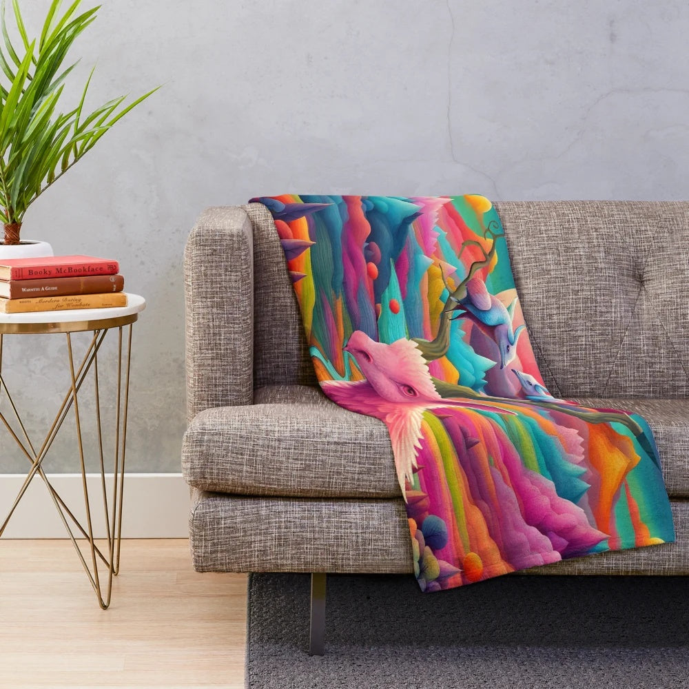Magical world plush blanket with fantasy nature design