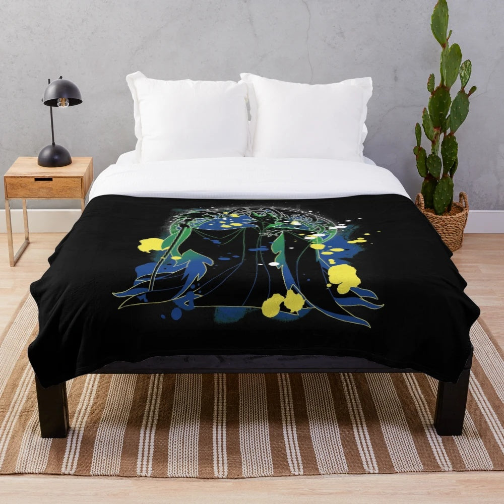 Maleficent-inspired plush blanket featuring the silhouette of the iconic Disney villain