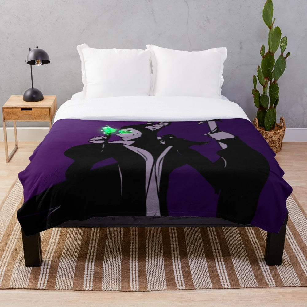 Maleficent-inspired plush blanket with dark fairy design