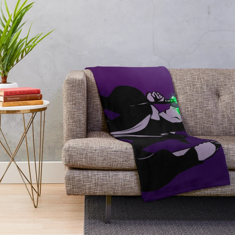 Maleficent-inspired plush blanket with dark fairy design