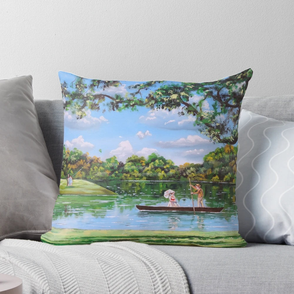 Vibrant "Mary Poppins in the Park" pillow featuring the beloved nanny and her magical world