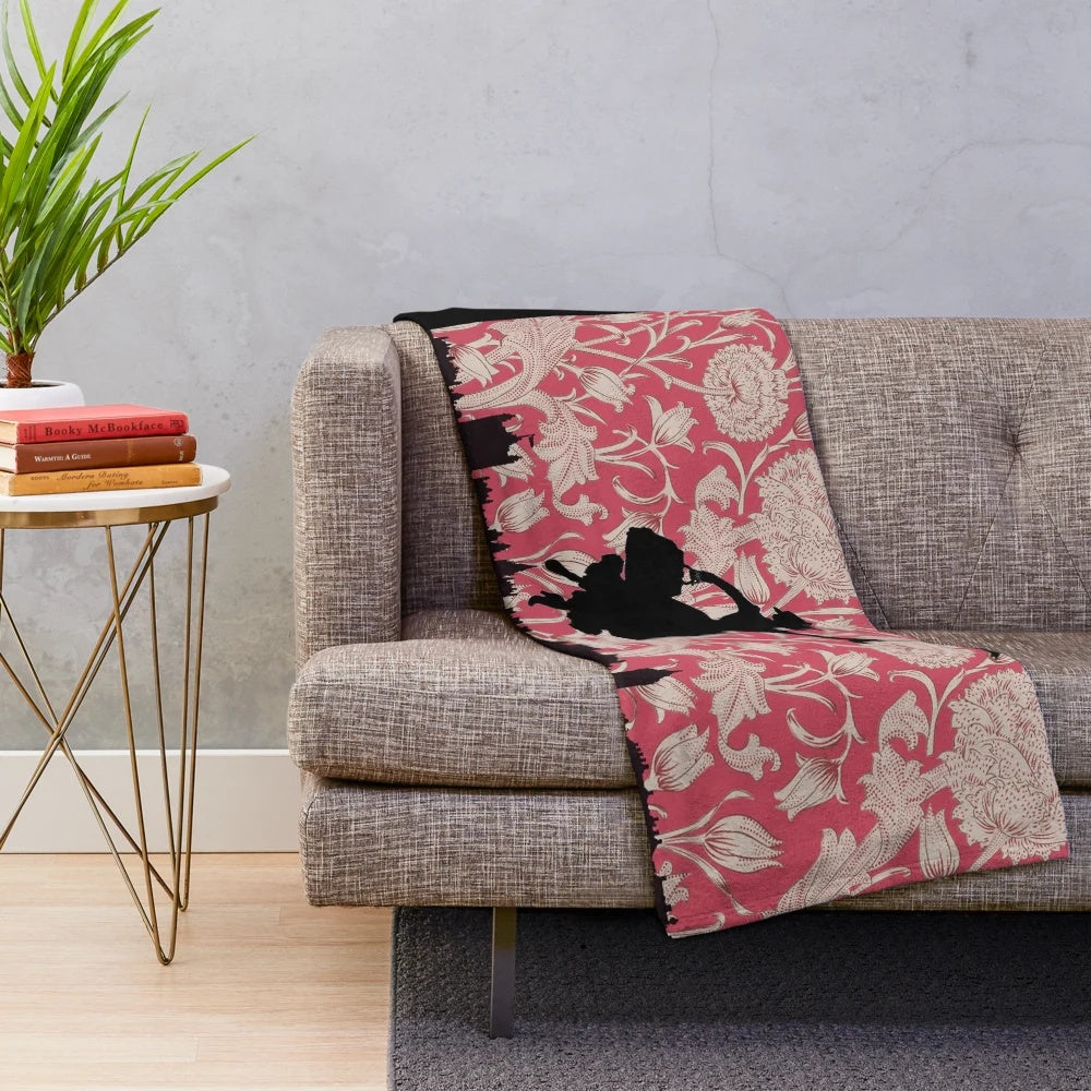 Mary Poppins inspired plush blanket with London skyline and floral design