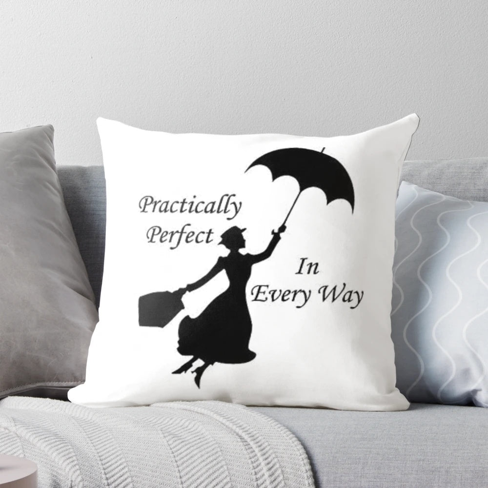 A set of 6 decorative pillows featuring the iconic character Mary Poppins from the classic Disney film.