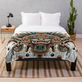 Mayan gods plush blanket with ancient cultural motifs