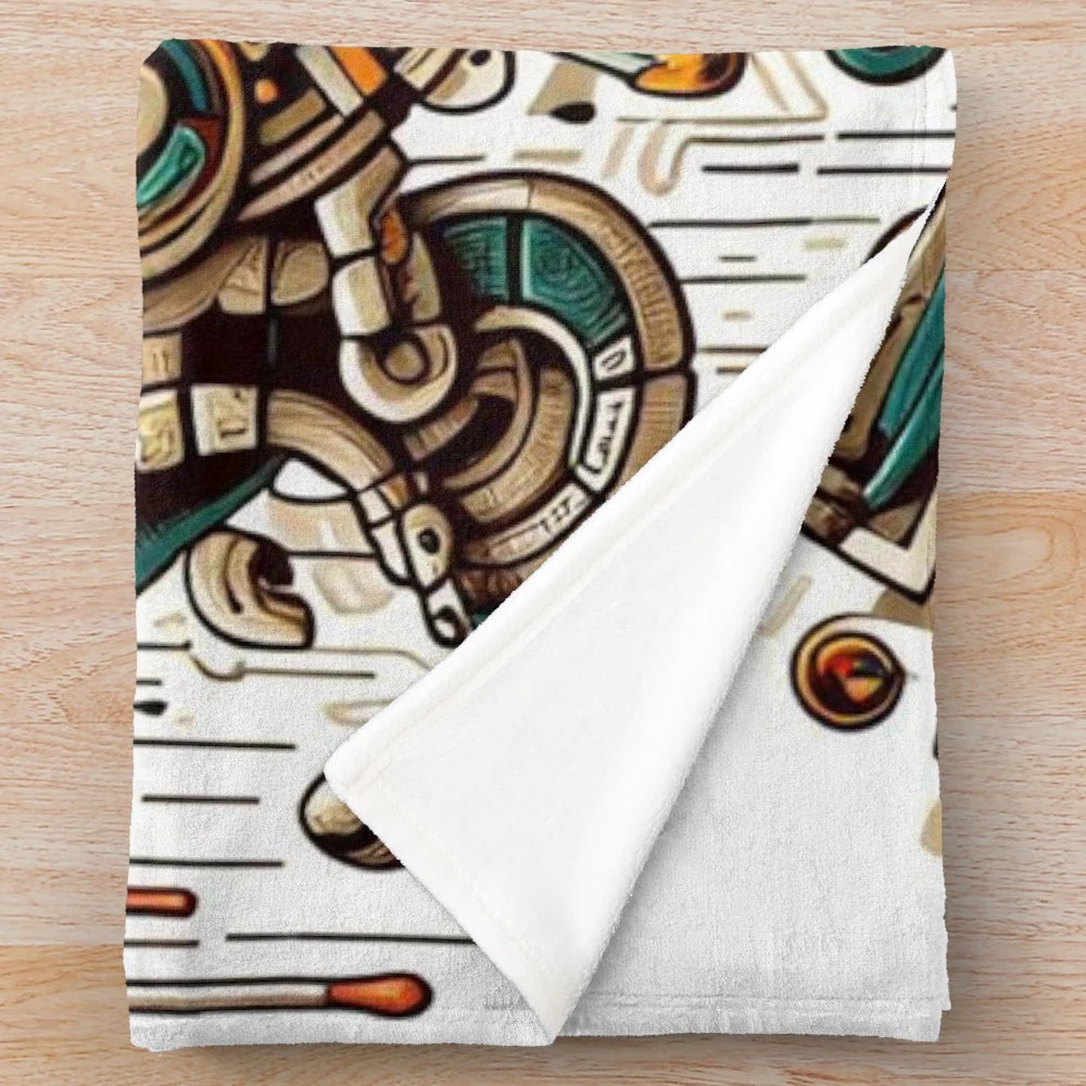 Mayan gods plush blanket with ancient cultural motifs