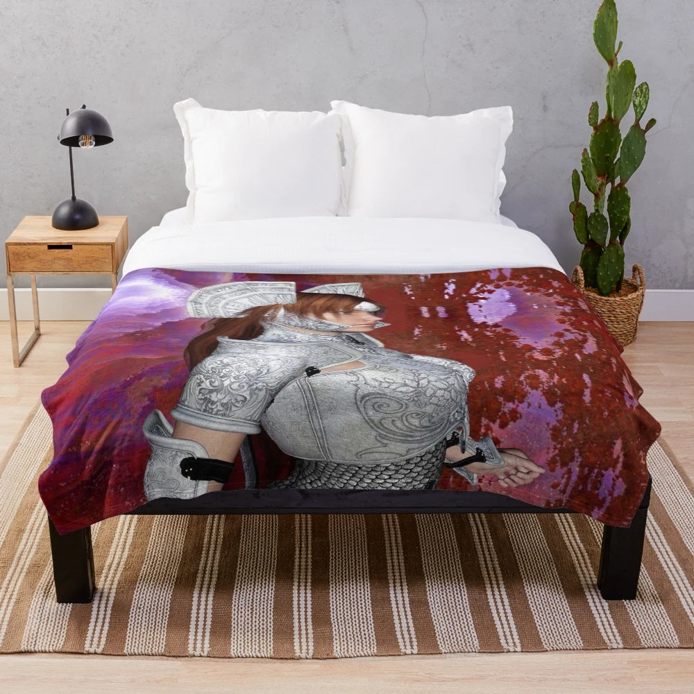 Plush blanket with enchanting maze design and nature-inspired patterns