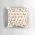 Decorative medieval fantasy-inspired corgi dog throw pillow with whimsical heraldry and crown design