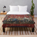 Soft, plush blanket featuring a medieval-inspired tapestry design with a unicorn and lady