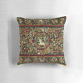Decorative medieval-themed unicorn floral tapestry pillow