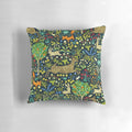 Arazzo Medievale Pillow - A decorative medieval-style pillow featuring a design with rabbits, deer, and other woodland creatures.