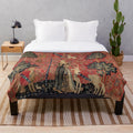 Medieval unicorn floral tapestry plush blanket