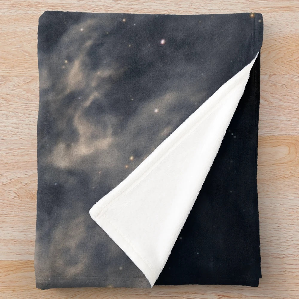 Melancholy plush blanket featuring a dark night sky and galaxy landscape