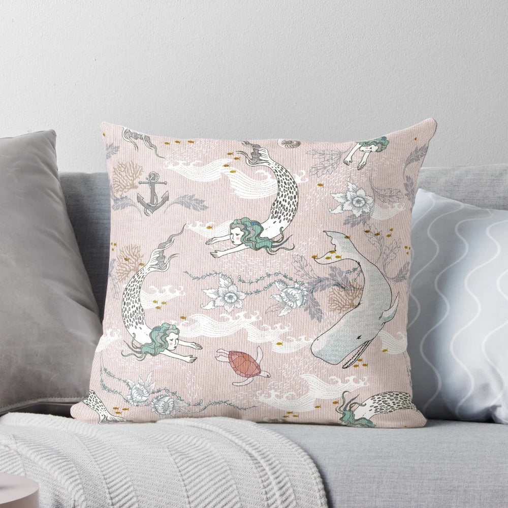 Oceana Mermaids Pillow - Soft and Whimsical Mermaid-Themed Accent Pillow