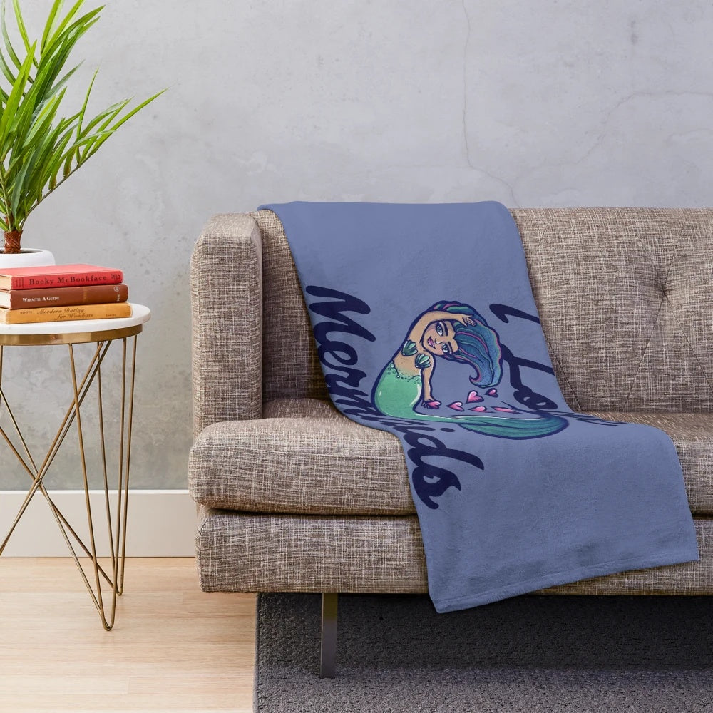 Mermaid plush blanket with whimsical underwater design