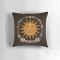 Midsummer sun-inspired floral throw pillow with nature-themed design
