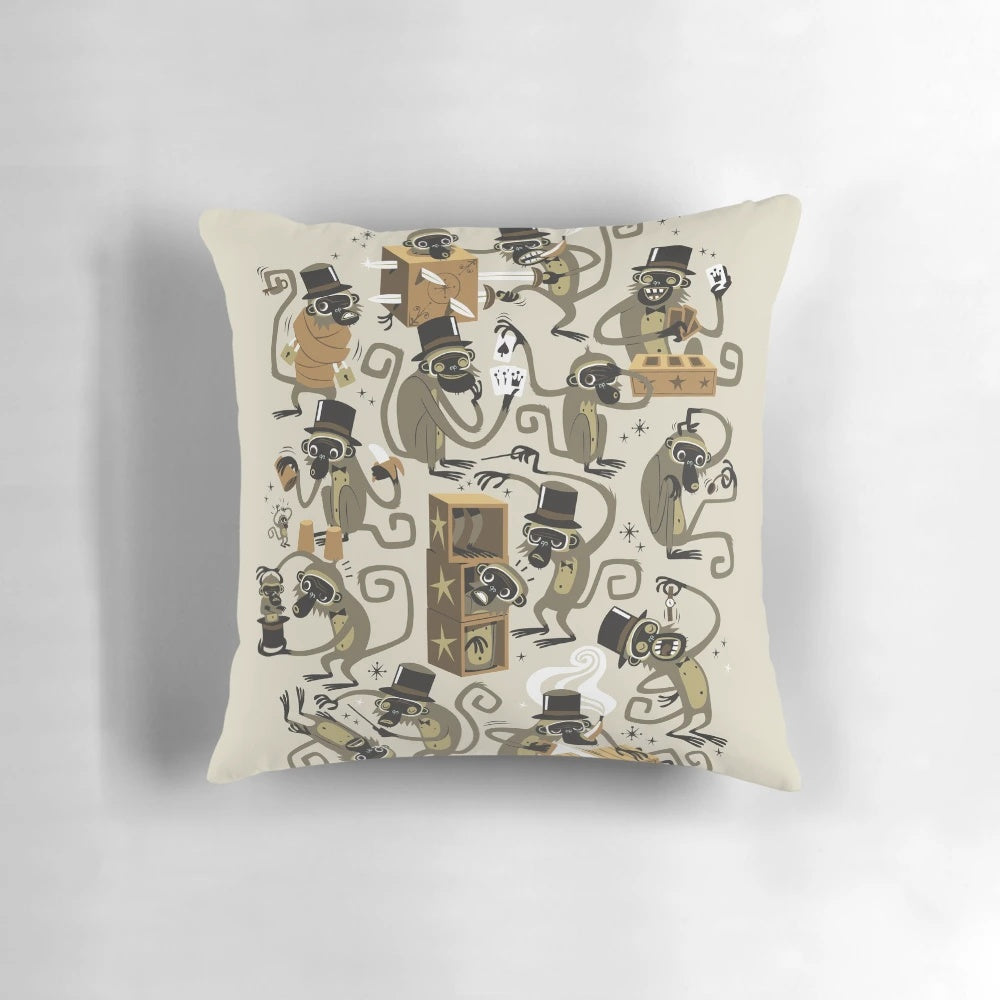 Playful brown cartoon monkey magic pillow for cozy home accents