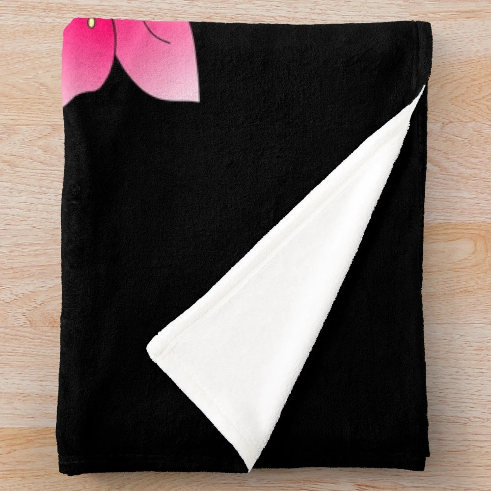 Moogle-themed plush blanket with floral design