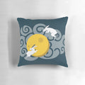 Whimsical moon bunnies pillow featuring cute rabbits against a cloudy night sky