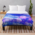 Cozy moon flower plush blanket with mystical patterns