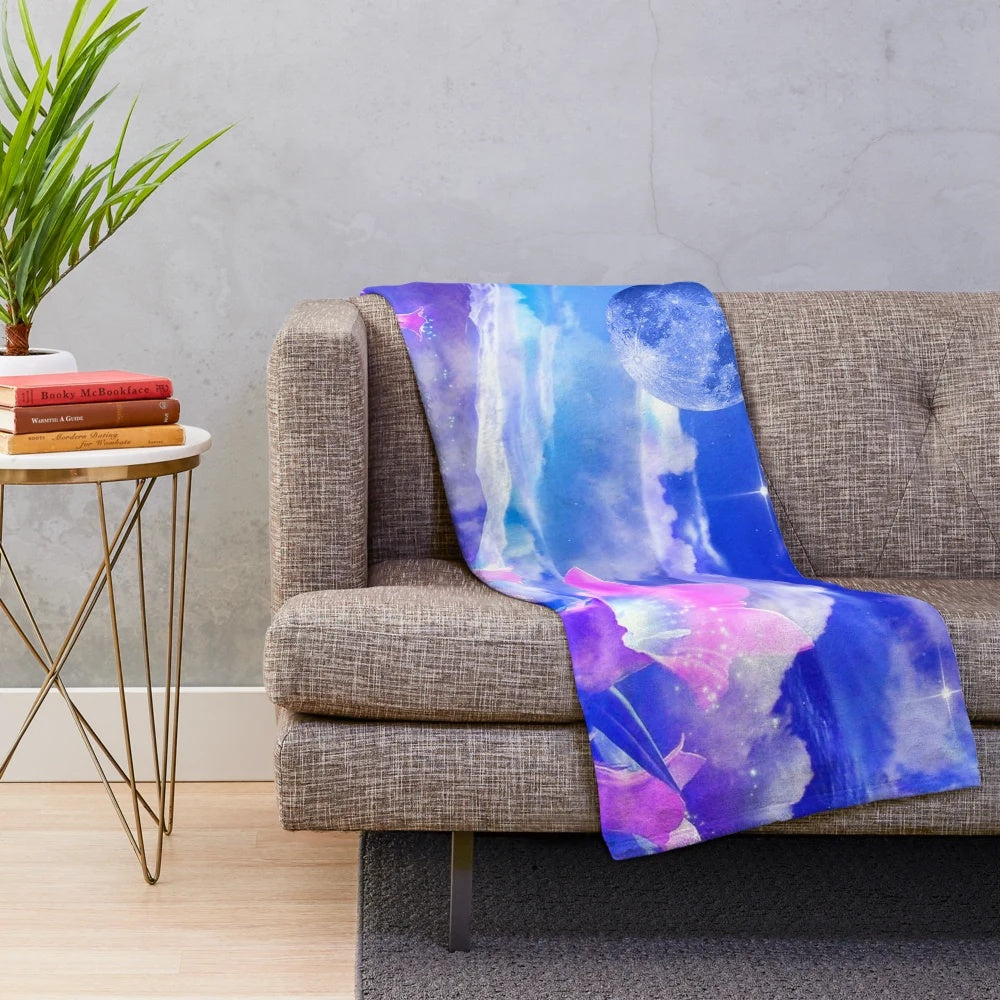 Cozy moon flower plush blanket with mystical patterns