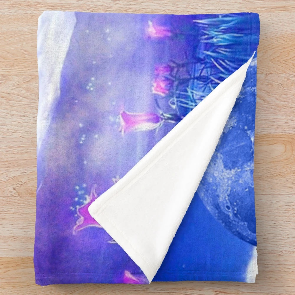 Cozy moon flower plush blanket with mystical patterns