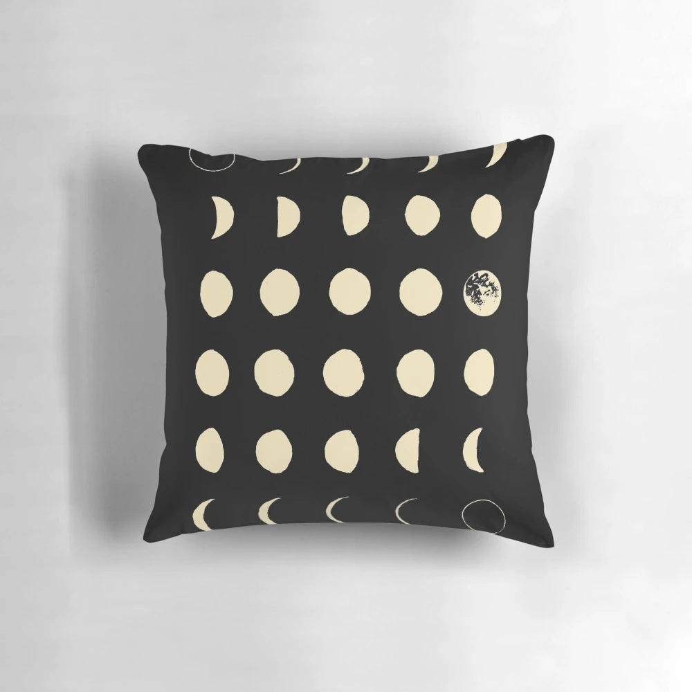 Moon Phases Decorative Throw Pillow with Lunar Imagery