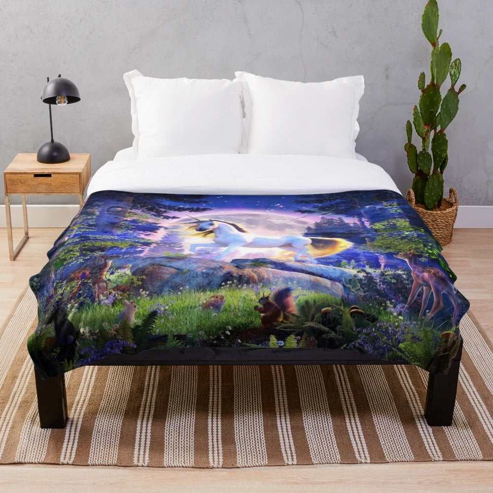 Moonlight Unicorn Plush Blanket for Magical Bedrooms