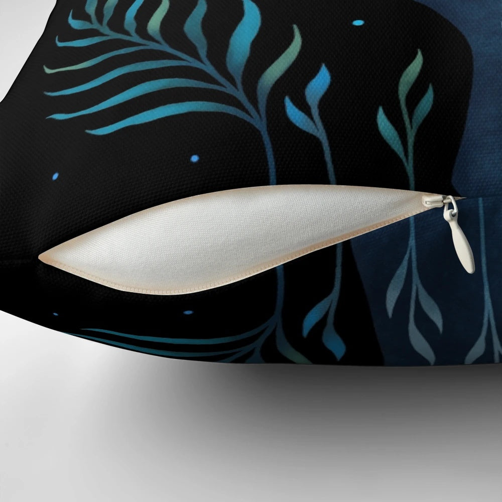 Detailed image of a decorative pillow featuring a whimsical moth design, perfect for a mystical night garden theme.