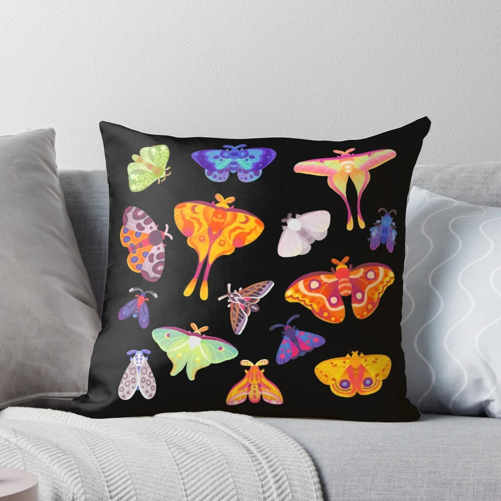 Soft, plush pillow with a beautiful luna moth design, perfect for creating a whimsical, nature-inspired space.