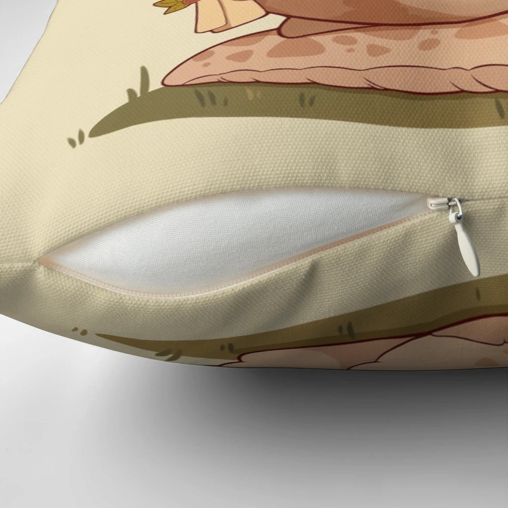 Adorable Pillow featuring a Cute Mushroom and Snail in a Fantasy Setting